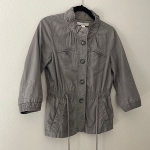 Ann Taylor Loft Jacket Draw String Waist. Color light Army Green